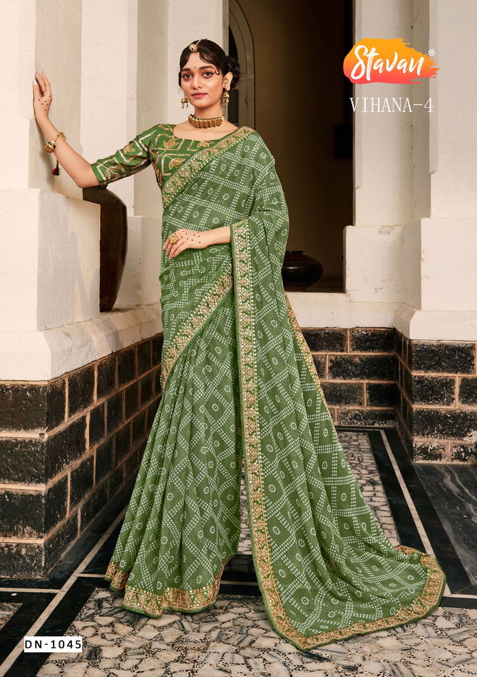 Stavan Vihana Vol 4 Bandhni Printed Sarees Catalog
